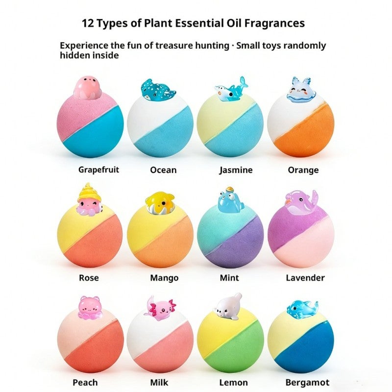 Kids Bath Bomb 6-Pack 50G Multicolor Gentle Bubble Essential Oil Spa Bath Ball With Ocean Surprise Toys - High Capacity for Travel for Kids Bath Time Fun - Image 4