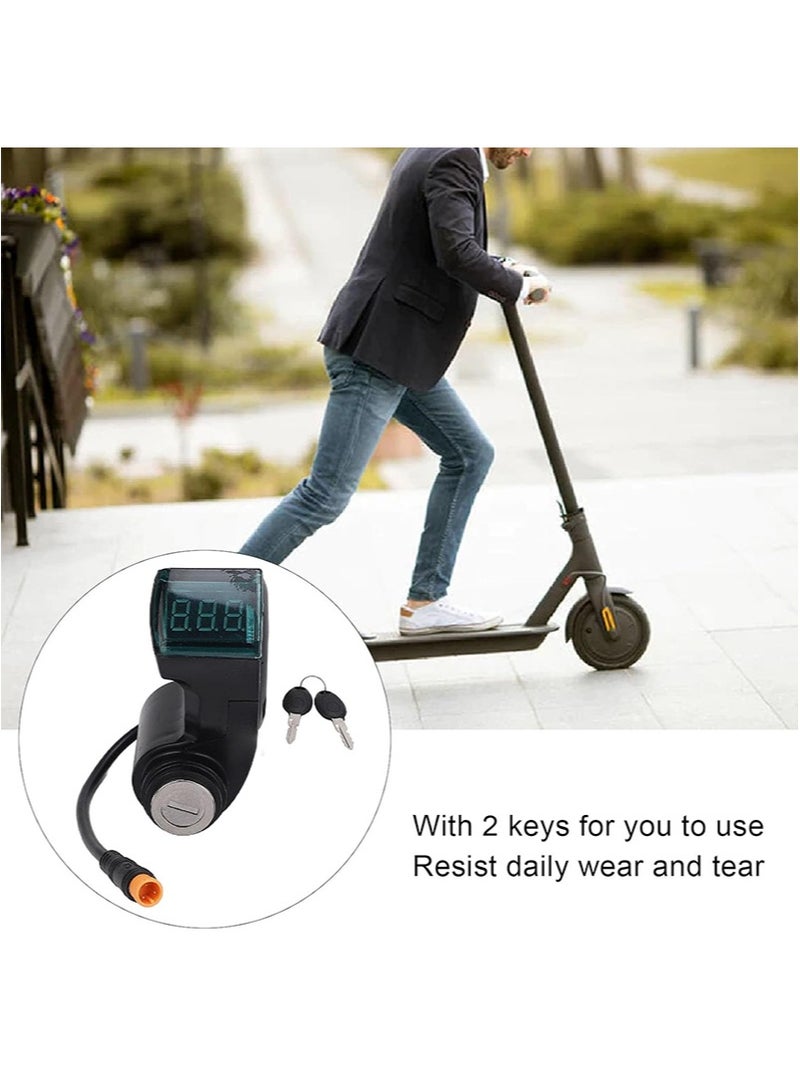 Aikanbo Electric Scooter Ignition Lock with 2 Keys 3 Pin Waterproof E Bike Throttle Switch Digital Battery Voltage Indicator Compatible with KUGOO M4 - Image 5