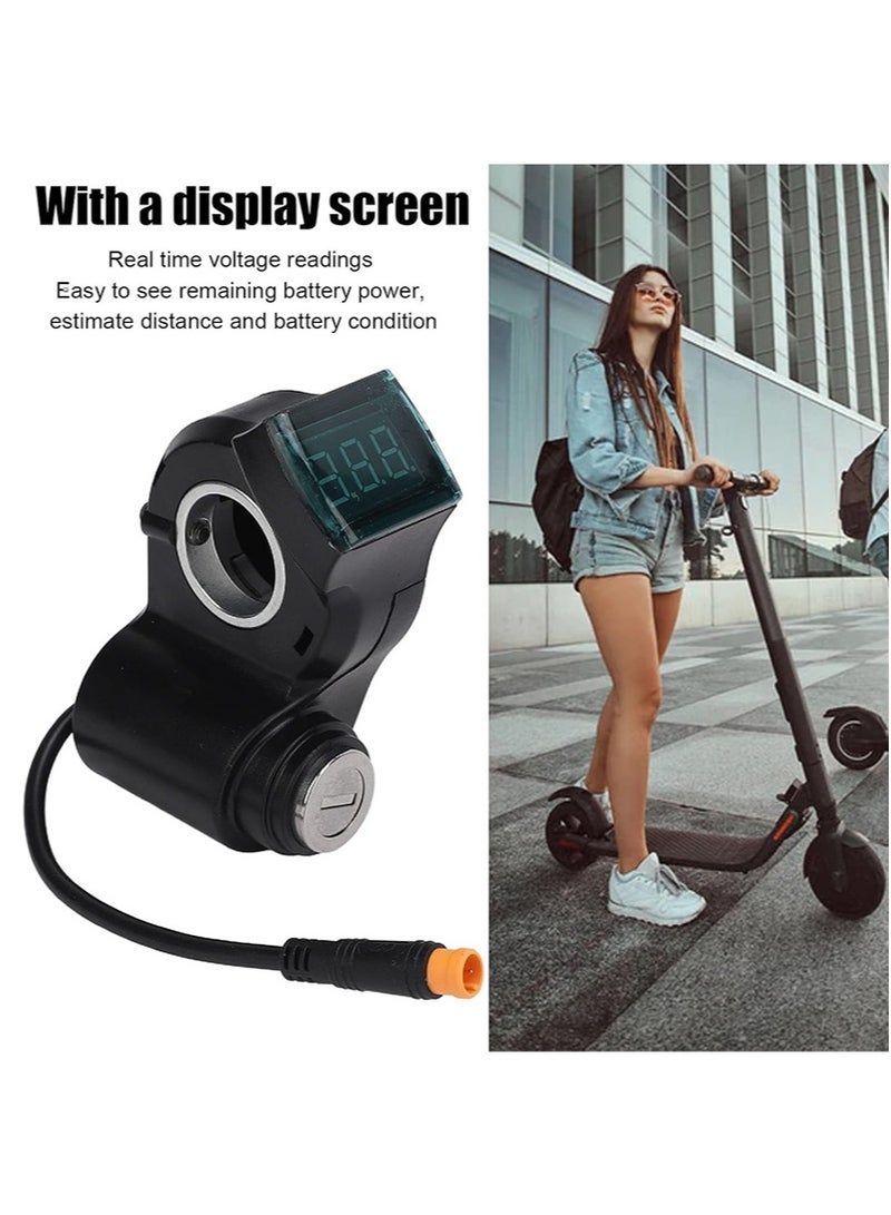 Aikanbo Electric Scooter Ignition Lock with 2 Keys 3 Pin Waterproof E Bike Throttle Switch Digital Battery Voltage Indicator Compatible with KUGOO M4 - Image 2