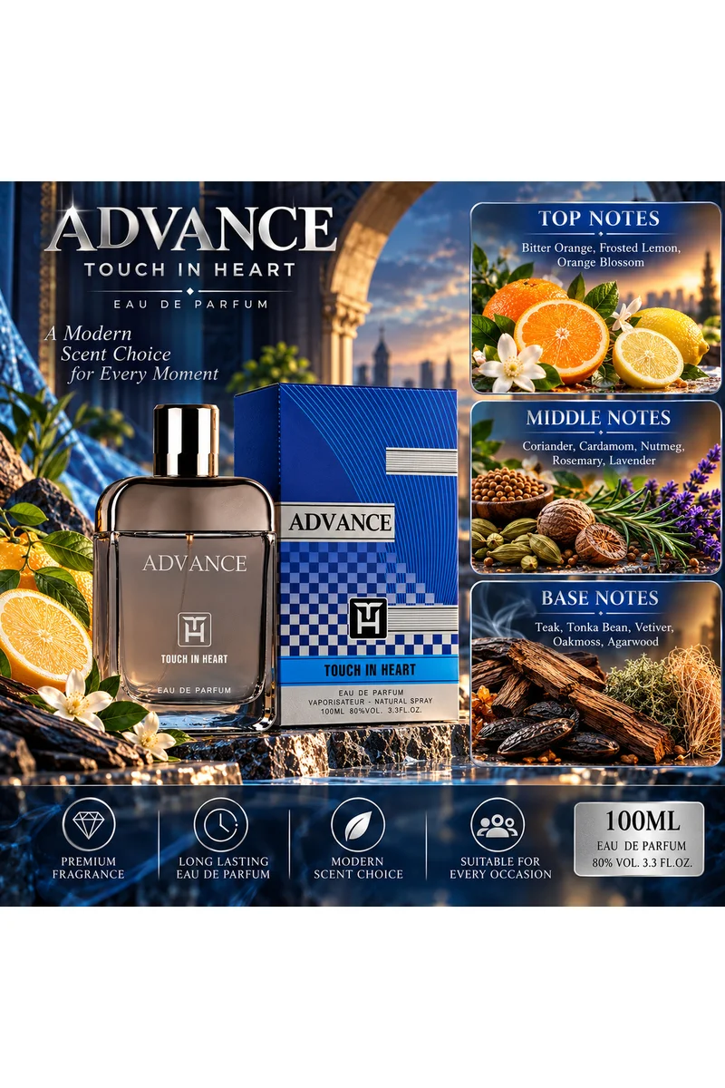 محبوب للعطور Advance Eau de Parfum 100ml | Fresh Citrus, Spicy & Woody Fragrance | Modern Scent Choice