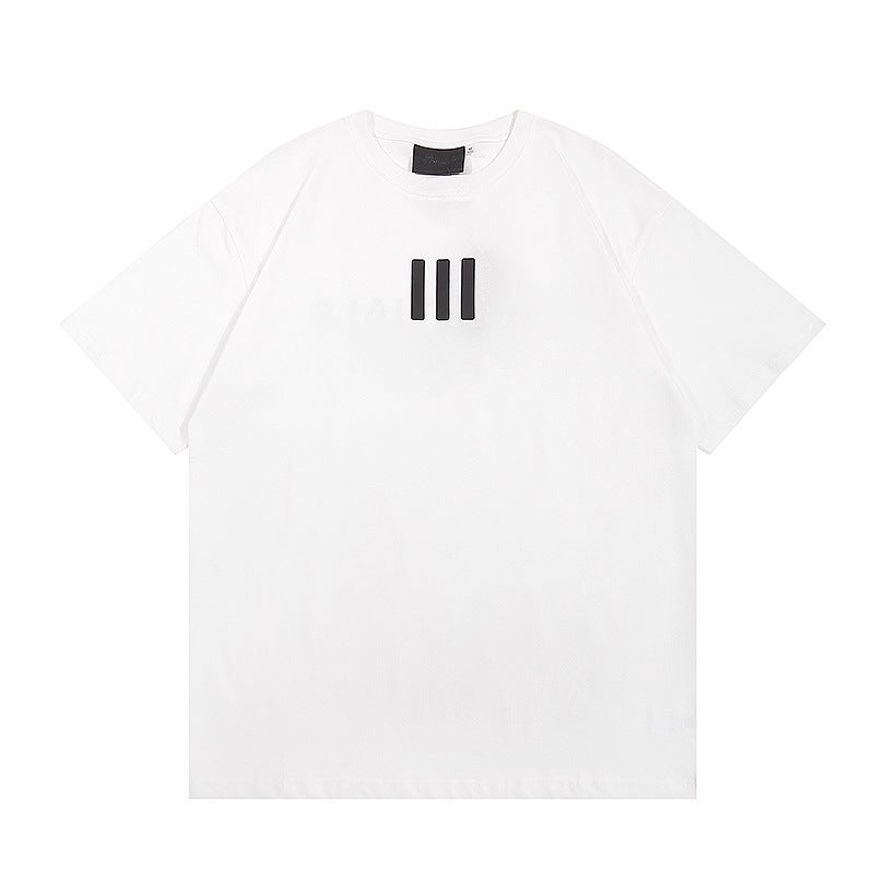 2022 1977 Flocking Letter Double Yarn Fabric Plus Size Loose High Street Fashion Brand Short Sleeve T-Shirt - Image 1