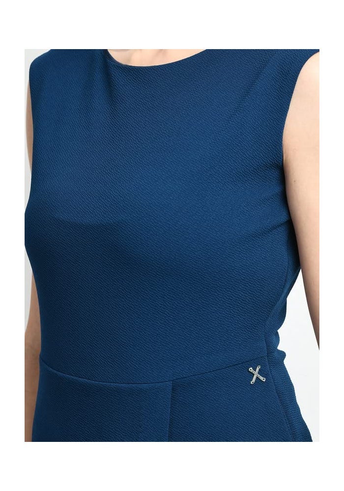 Exude Royal Blue A-Line Midi Dress for Women - Image 4