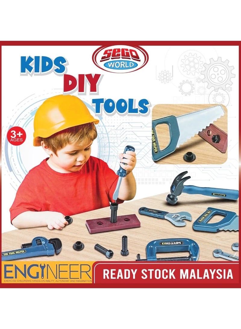 سيجو مجموعة أدوات محاكاة المهندس للأطفال – 14 قطعة مع خوذة وشنيور – لعبة تعليمية آمنة ومسلية – MT2-4 - Image 1