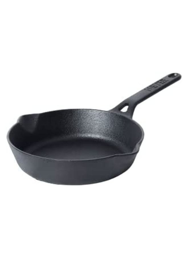MEYER Cast Iron Skillets 22cm Pre-Seasoned Oven Safe Cookware Indoor/Outdoor Use For Camping Grill, Stovetop, Broiler, BBQ, Fire Pit, Gas, And Induction Safe Cast Iron Frying Pan Black  - Image 1