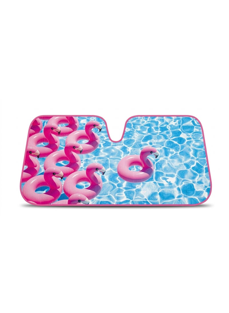 Kenco Flamingo Float Print Car Front Windshield Sunshade - Image 1