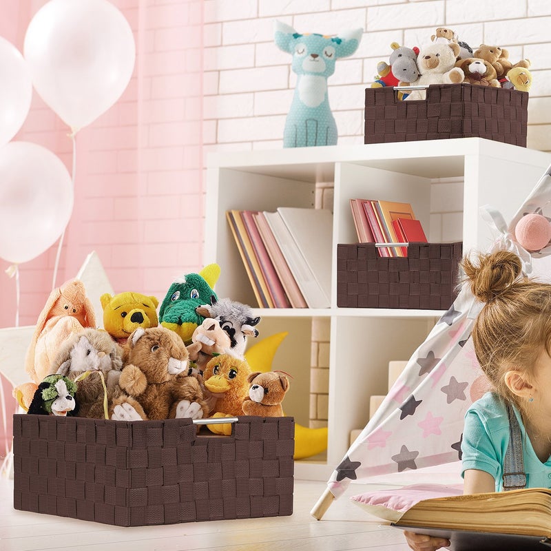 Sorbus Storage Baskets for Organizing (Set of 7), Mesh Hand-Woven Design, Linen Closet Organizers and Storage, Organizer Storage Baskets for Shelves, Variety Pack Organizers and Storage (Chocolate) - Image 4