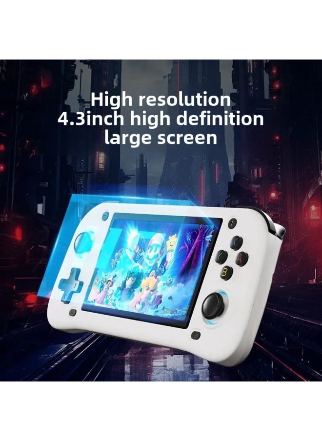 Retro Nostalgic PSP Remote Sensing Arcade Fc Handheld G28 Handheld Game Machine 4.3 Inch HD IPS Screen-Model:G28-white [64gb]