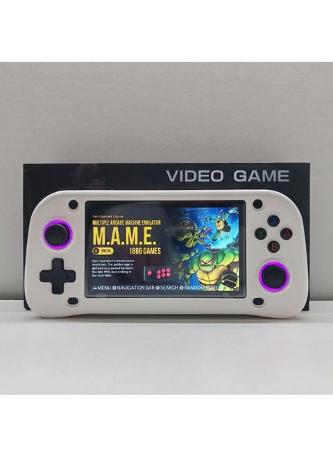 Retro Nostalgic PSP Remote Sensing Arcade Fc Handheld G28 Handheld Game Machine 4.3 Inch HD IPS Screen-Model:G28-white [64gb]