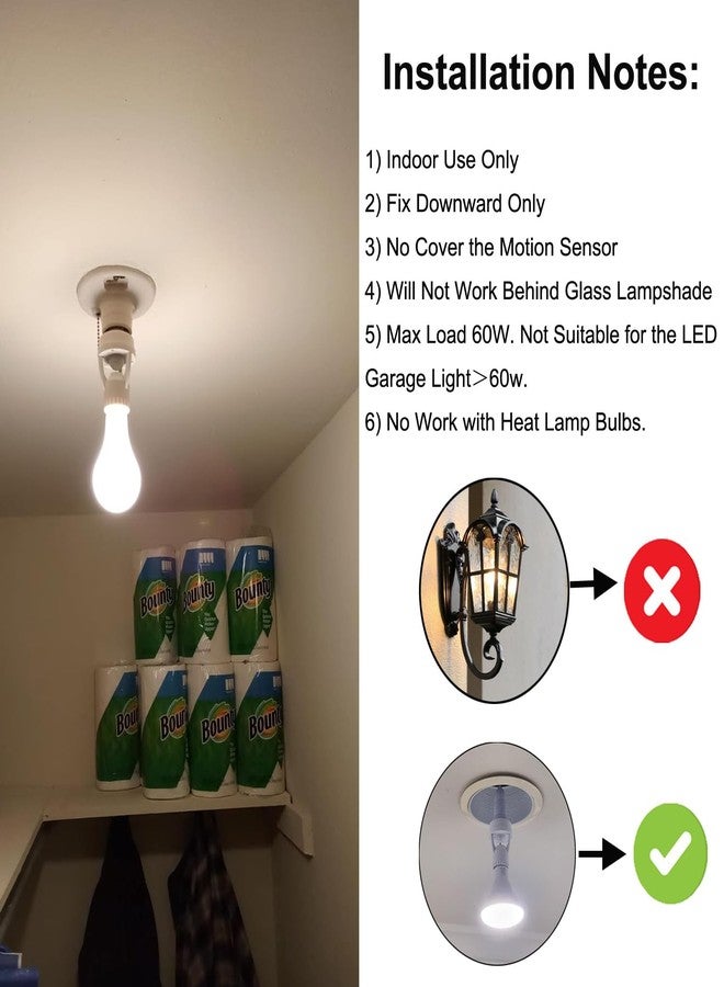 Taigeguang PIR Motion Sensor Light Socket,E26/E27 Smart Lamp Bulb Holder Adapter Auto On/Off Light Control Suitable for Garage Basement Porch Storage Room - Image 4
