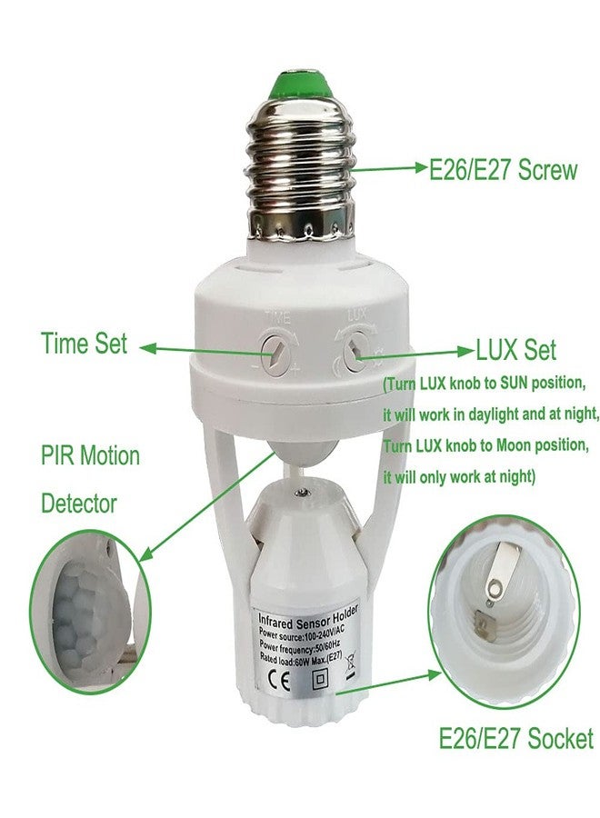 Taigeguang PIR Motion Sensor Light Socket,E26/E27 Smart Lamp Bulb Holder Adapter Auto On/Off Light Control Suitable for Garage Basement Porch Storage Room - Image 2