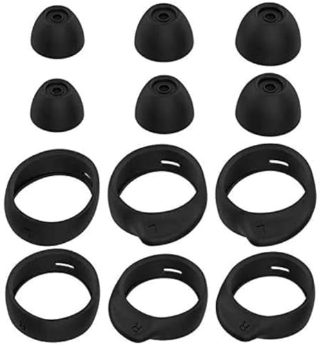 BLLQ Replacement for Samsung Galaxy Bud+ Plus Ear Tips Wing Tips 12 PCS Accessories, Silicone Ear Hooks Wingtips Earbuds Cover Eargels Eartips Compatible with Galaxy Buds Plus,Black(Buds+) - Image 1