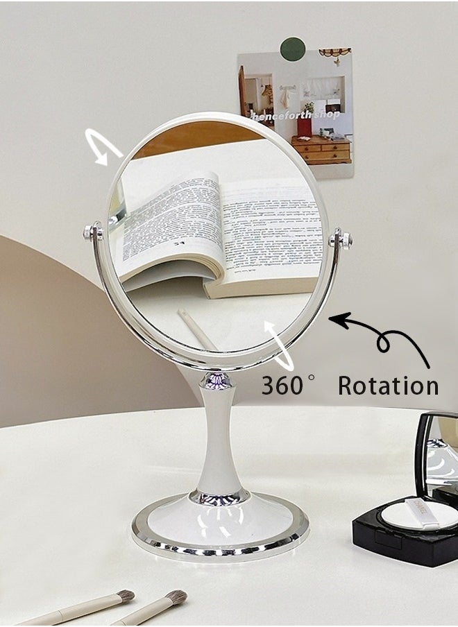MIXDE Double-Sided Makeup Mirror 3 Times Magnification On One Side 360° Rotation Detachable Base Hand-Held Desktop Mirror With Bracket Bathroom Shaving Standing Portable Mirror 23*33.5*13CM  - Image 2