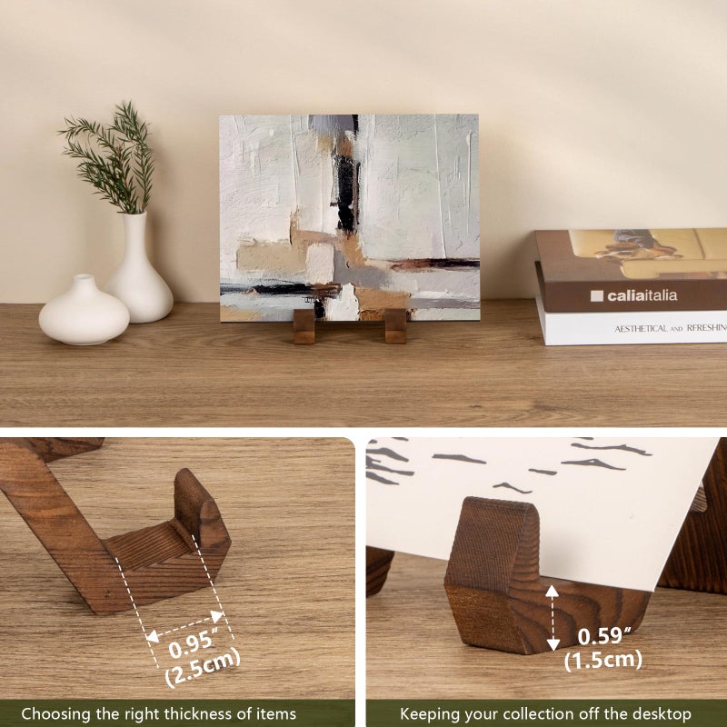 ANBOXIT Plate Display Stand, 3 Pack 4 Inch Plate Holder for Displaying, Decorative Picture Frame Dish Photo Plaque Platter Wood Stand - Image 4