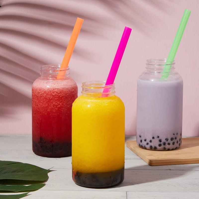 Juvale 100 Disposable Plastic Drinking Straw  Individually Wrapped Jumbo Smoothie Straws for Boba Fruit Milkshakes  Bubble Tea 4 Colors 05Inch Diameter 10Inch Length - Image 2