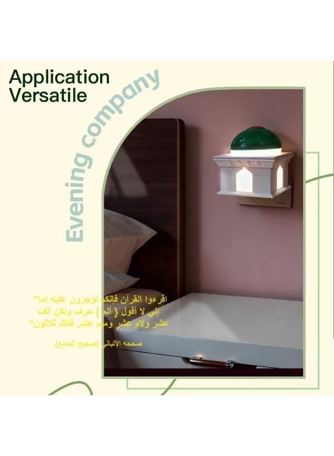 تانماشي مشغل قرآن يُوصل بالجدار مع إضاءة ليلية LED، مكبر صوت للقرآن يعمل على مدار 24 ساعة متواصلة، مناسب للمنزل وغرفة النوم، جهاز صوتي إسلامي ذكي مع أذكار ورقية، هدية روحانية للمسلمين من الأطفال وكبار السن، أبيض - Image 4