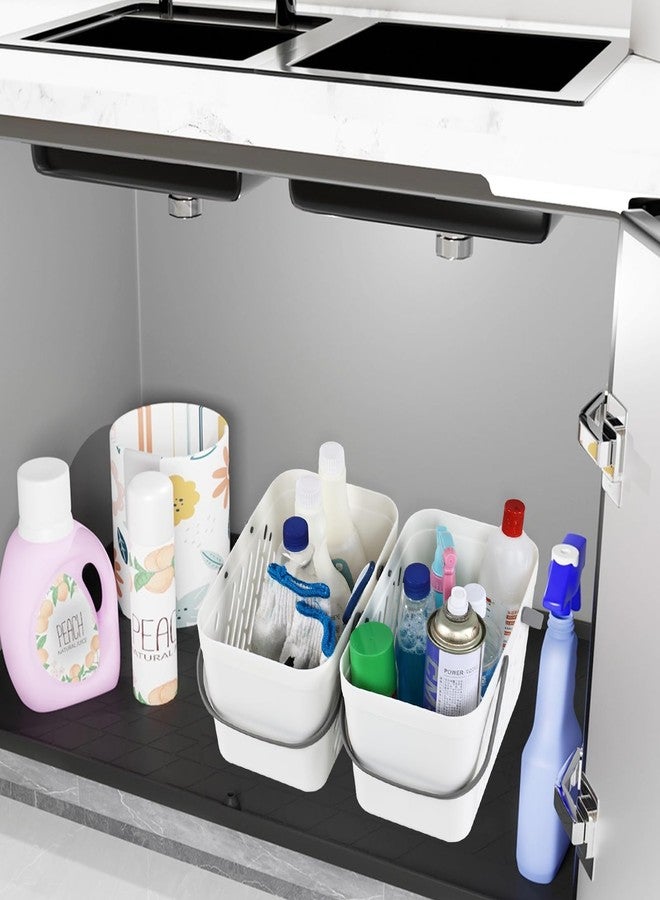 Asking 4 Packs Plastic Storage Basket with Handles, Portable Shower Caddy Tote Organizer Basket Bin, White - Image 5