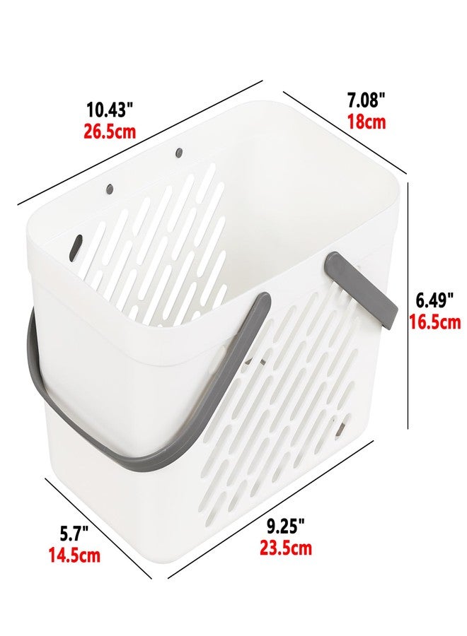 Asking 4 Packs Plastic Storage Basket with Handles, Portable Shower Caddy Tote Organizer Basket Bin, White - Image 2