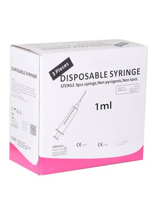 Pack of 100 Disposable Syringe 1ml With 26g x 1/2" Needle Leur Lock (0.45x13mm) | Non pyrogenic + Non Toxic - pzsku/Z50A56C6A969DE09B95EDZ/45/_/1719580912/a008fe21-0551-4514-a149-2474ac0aacd0