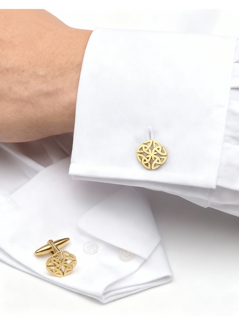 Cufflinks, Cutout Geometric Floral Cufflinks, 2 PCS for One Set Premium Stainless Steel Jewelry Specially Design for Men's Shirt Wedding Business Gift with Delicate Package Box - Image 2