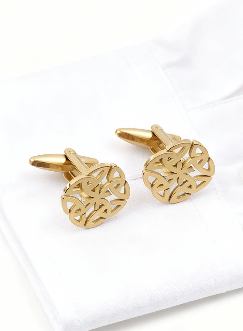 Cufflinks, Cutout Geometric Floral Cufflinks, 2 PCS for One Set Premium Stainless Steel Jewelry Specially Design for Men's Shirt Wedding Business Gift with Delicate Package Box - Image 1