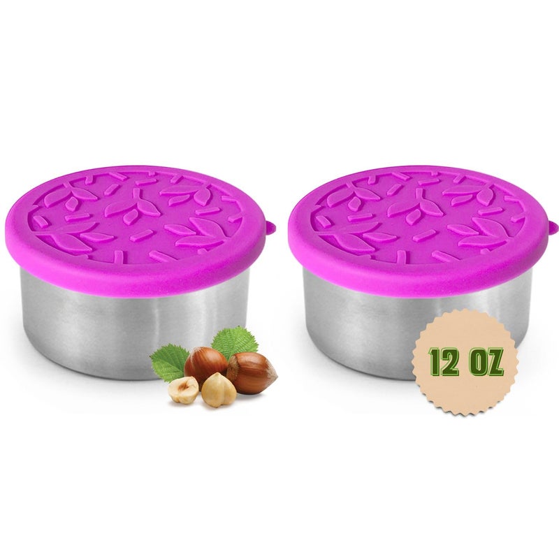 TAVVA 2 X 12 oz Containers with Lids - Leakproof w/Silicone Lids - BPA Free - Dishwasher & Freezer Safe - Portable & Reusable - Stainless Steel Snack Containers 12oz - Image 1