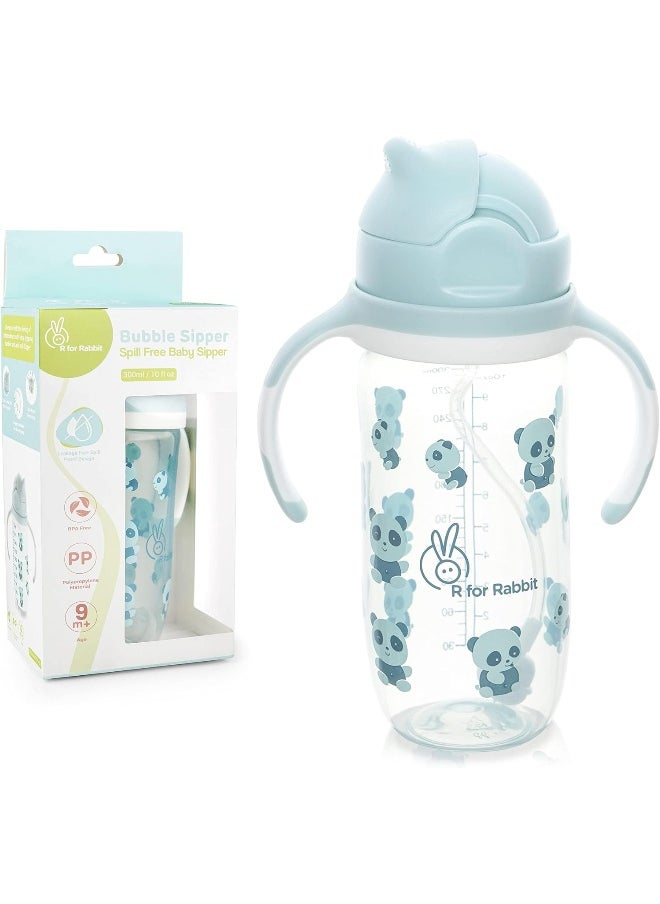 R for Rabbit R for Rabbit Premium Bubble Baby Sipper |10 fl oz | Anti Spill Sippy Cup with Soft Silicone Straw BPA Free & Non Toxic for Baby/Kids of 9+ Months - (300 ml Blue)  - Image 1