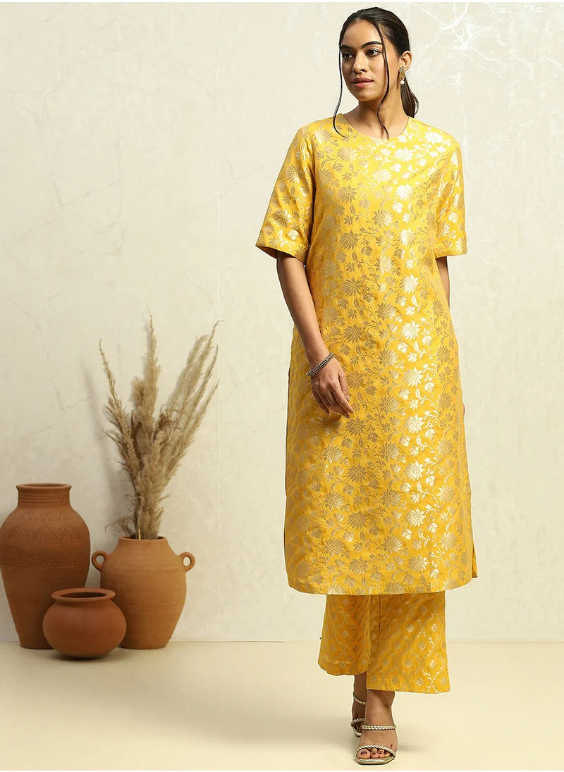 Biba Embossed Kurti & Bottom Set