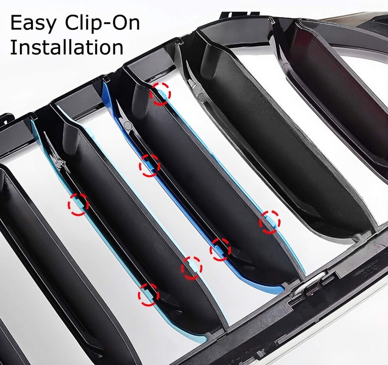 آي جدمتوي Exact Fit 3pc Set Iconic Tri-Accent Grille Insert Trims Compatible with 2017-2020 G30/G31 5 Series 520i 530i 540i 550i etc w/Standard 9-Beam Kidney Grille - Image 2