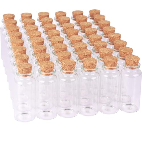 MaxMau 48 Pack 30ml Glass Jars with Corks LidClear Glass Bottles for Spices Herbs Crafting Project Party Favors - Image 1