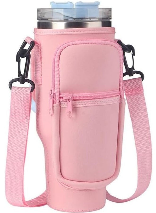FASHION MANIA Water Bottle Carrier Bag for Stanley 40 Oz Tumbler, Water Bottle Holder with Shoulder Strap and Phone Pocket - Image 1