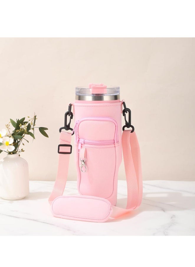 FASHION MANIA Water Bottle Carrier Bag for Stanley 40 Oz Tumbler, Water Bottle Holder with Shoulder Strap and Phone Pocket - Image 3