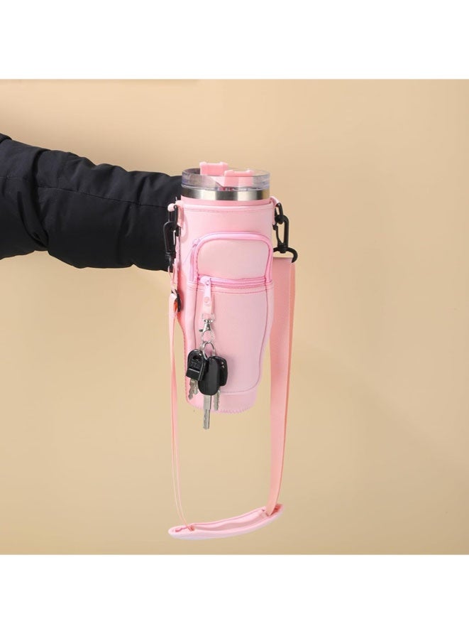 FASHION MANIA Water Bottle Carrier Bag for Stanley 40 Oz Tumbler, Water Bottle Holder with Shoulder Strap and Phone Pocket - Image 2
