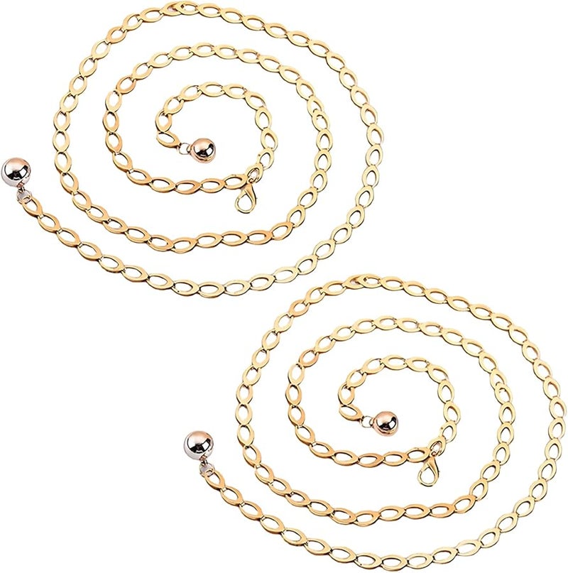 Vintage Style Adjustable Waist Chain For Women Gold Silver Geometric Metal Belt 120 Cm - Image 1