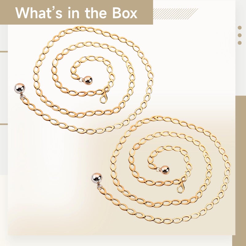 Vintage Style Adjustable Waist Chain For Women Gold Silver Geometric Metal Belt 120 Cm - Image 5