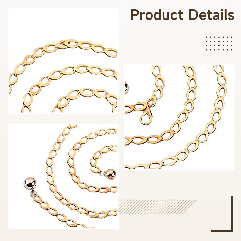 Vintage Style Adjustable Waist Chain For Women Gold Silver Geometric Metal Belt 120 Cm - Image 3