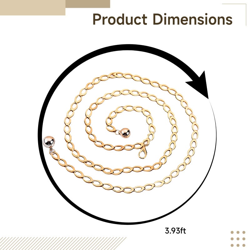 Vintage Style Adjustable Waist Chain For Women Gold Silver Geometric Metal Belt 120 Cm - Image 4