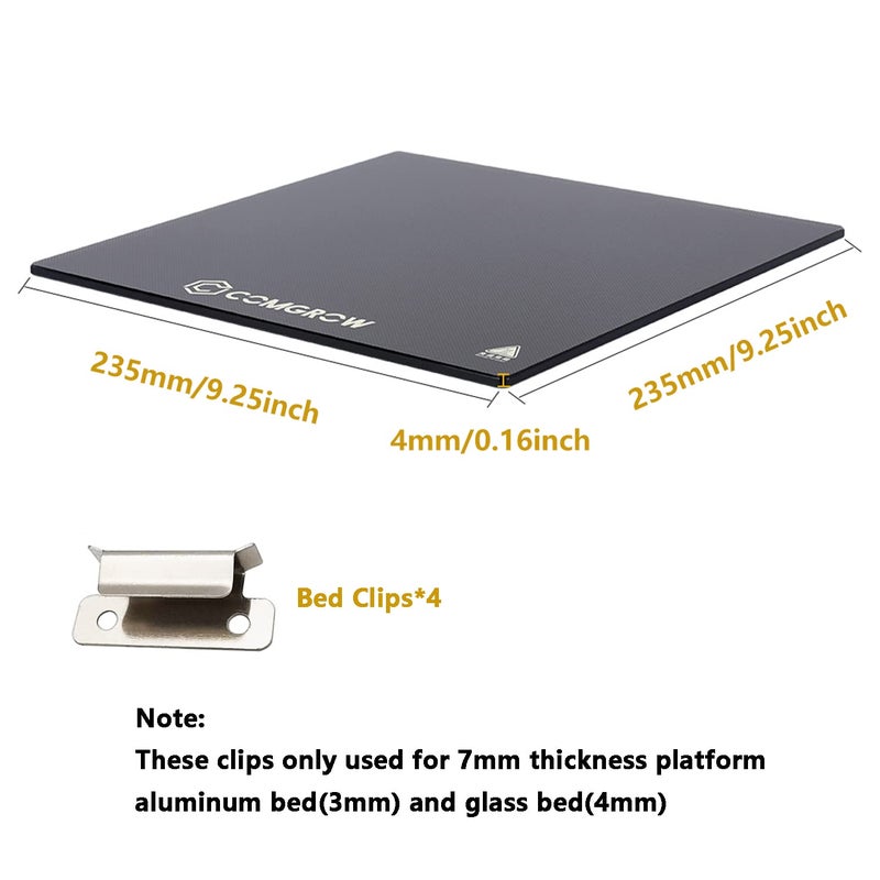 Comgrow 2PCS Ender 3 Pro Glass Bed, Upgraded Tempered Glass Plate with Bed Clips, Ender 3 Build Plate 235x235x4mm for Creality Ender 3 Pro/Ender 3 V2/Ender 3 V2 Neo/Ender 3 Neo/3 S1/3 S1 Pro/5 Pro - Image 2