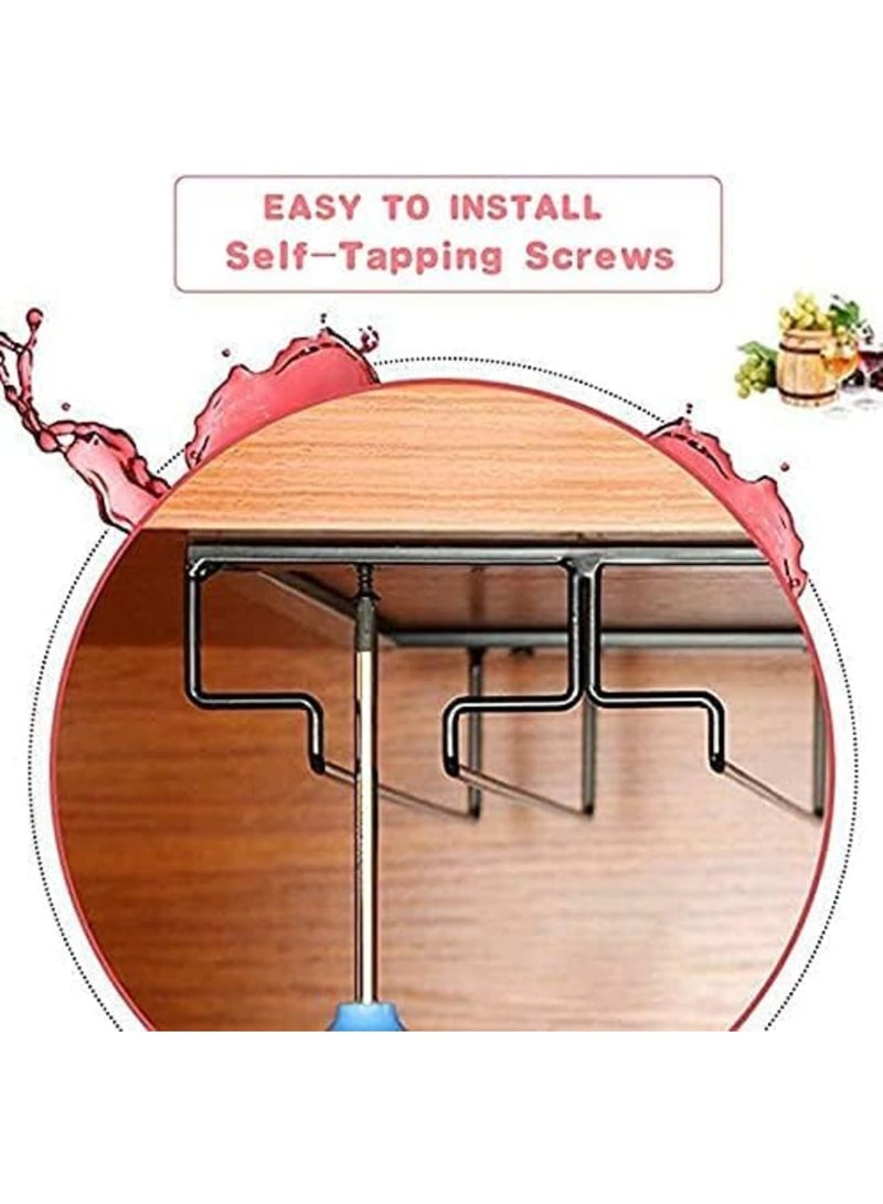 Luckam Organize Stemware with Under Cabinet Goblet Rack - 3 Rows, Metal Organizer for Kitchen or Bar - Image 5