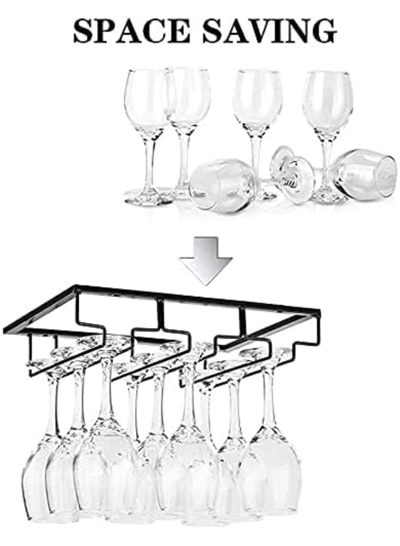 Luckam Organize Stemware with Under Cabinet Goblet Rack - 3 Rows, Metal Organizer for Kitchen or Bar - Image 3