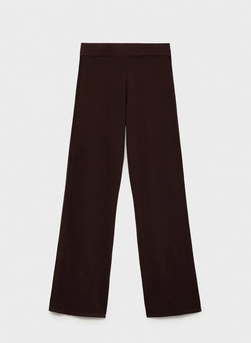 MANGO Fine-knit wide-leg trousers
