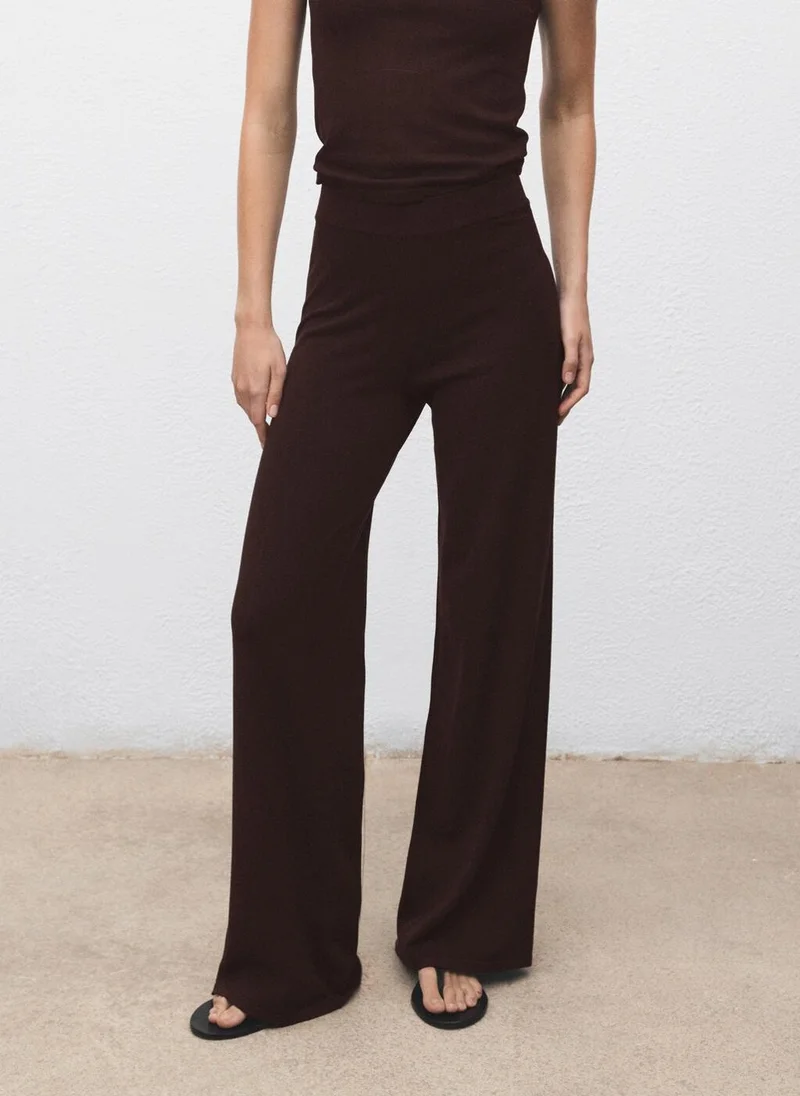 MANGO Fine-knit wide-leg trousers
