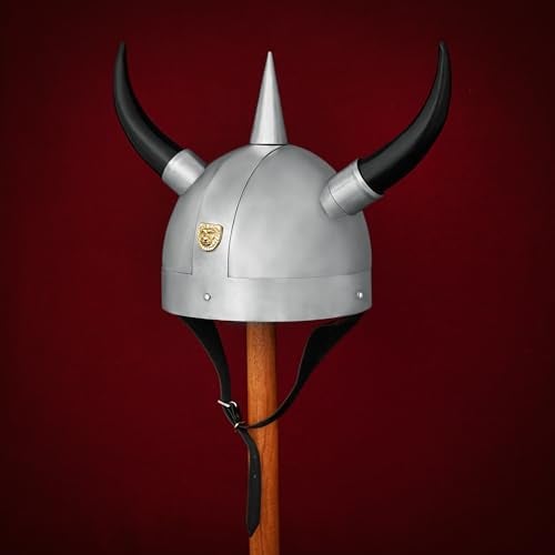 Mythrojan Viking Helmet with Horns Medieval Steel Helmet Viking Costume Hat Heavy Duty 20 Gauge Warrior Helm with Natural Horn for SCA,LARP, Historical Reenactment - Image 5