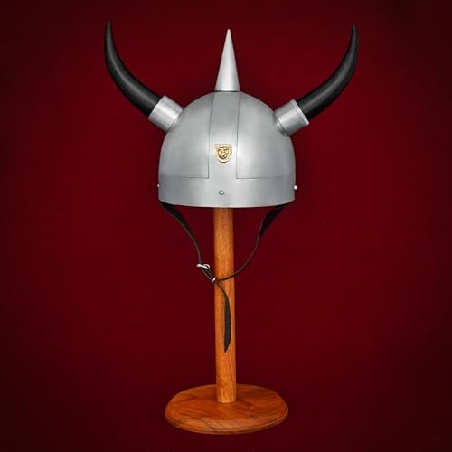 Mythrojan Viking Helmet with Horns Medieval Steel Helmet Viking Costume Hat Heavy Duty 20 Gauge Warrior Helm with Natural Horn for SCA,LARP, Historical Reenactment - Image 4