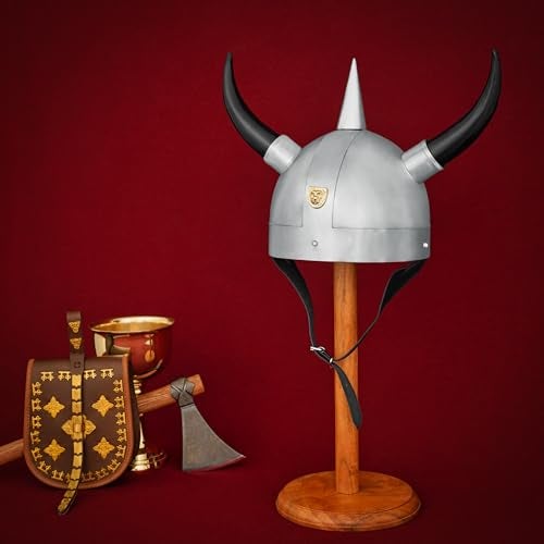 Mythrojan Viking Helmet with Horns Medieval Steel Helmet Viking Costume Hat Heavy Duty 20 Gauge Warrior Helm with Natural Horn for SCA,LARP, Historical Reenactment - Image 3