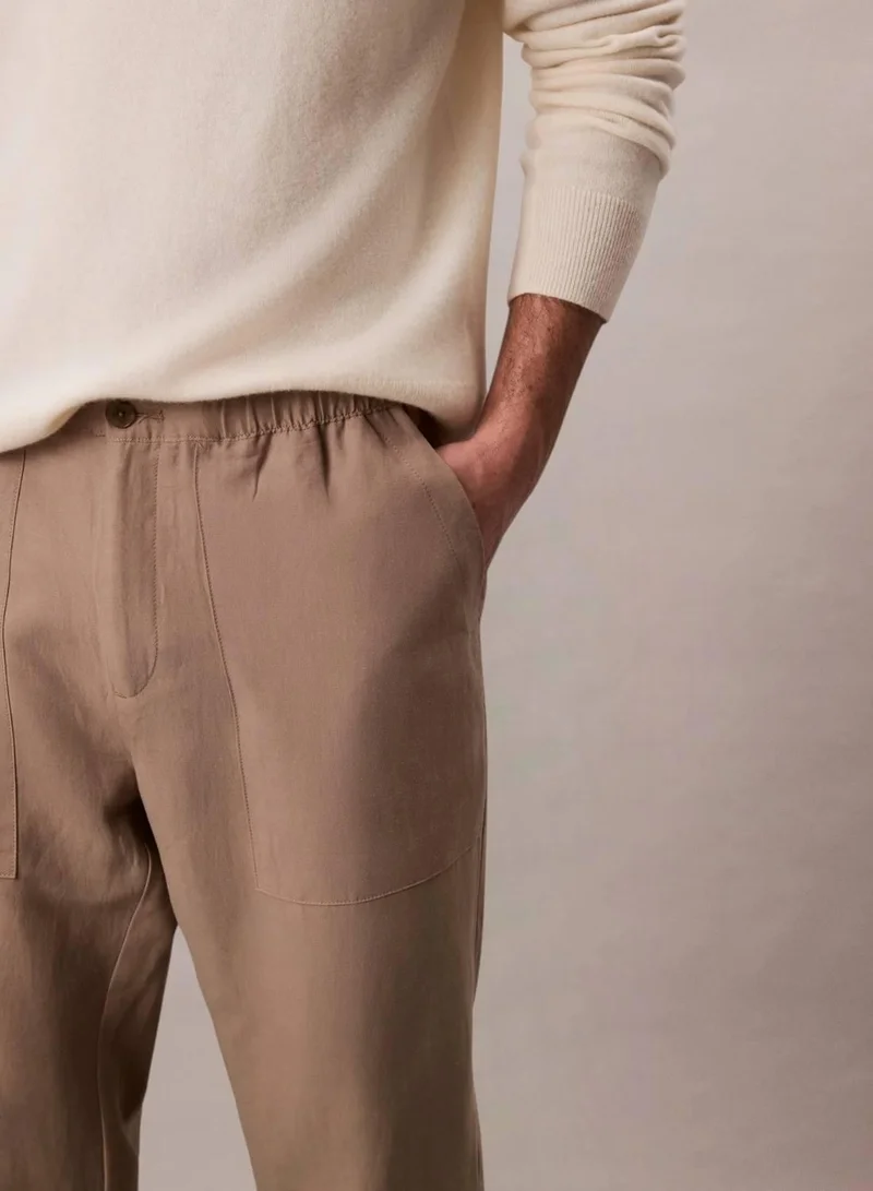 Calvin Klein Greige Relaxed Pull On Trousers for Men | Best Price UAE