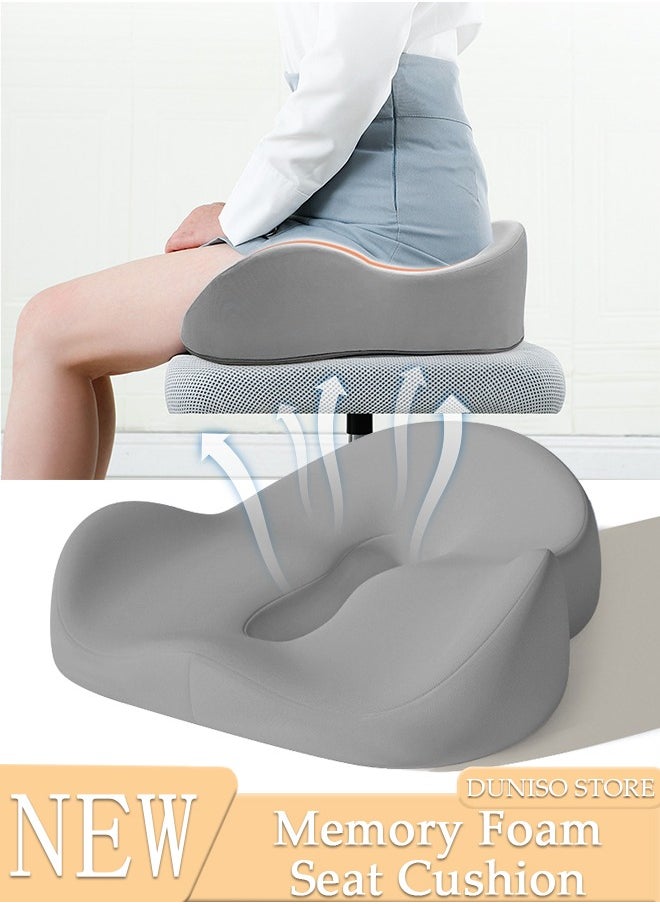 DUNISO - Memory Foam Seat Cushion for Long Sitting,Chair Cushion for Sciatica and Lower Back Pain Relief, Comfortable Coccyx Cushion for Home Office Chair Pad, Car Seat, Wheelchair - Image 1