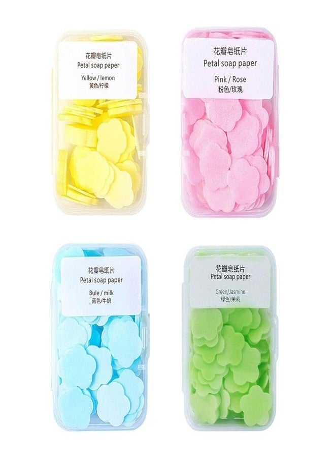aoukoslt 4 Boxes Paper Soap, 4 Different Scented Mini Fresh Portable Disposable Petal Hand Wash Sheets, Dissolvable Hand Bath, Suitable for Outdoor, Travel, Camping, Soap and Shampoo - Image 1