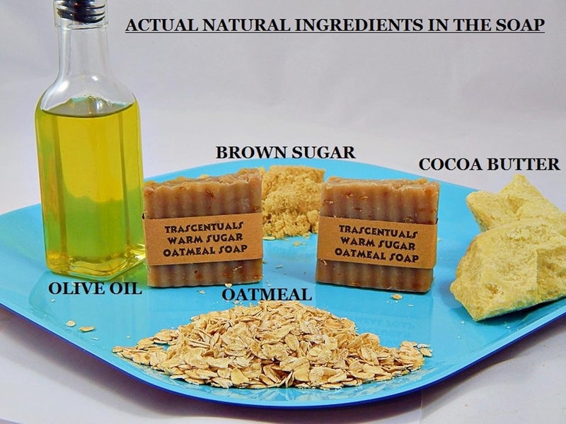 Trascentuals Oatmeal Soap Naturally Moisturizing and Soothing to Skin Safe on Face or Body Helps with Eczema and Dry Skin For Women Men and Teens Chemical Free Warm Sugar Oatmeal - Image 4