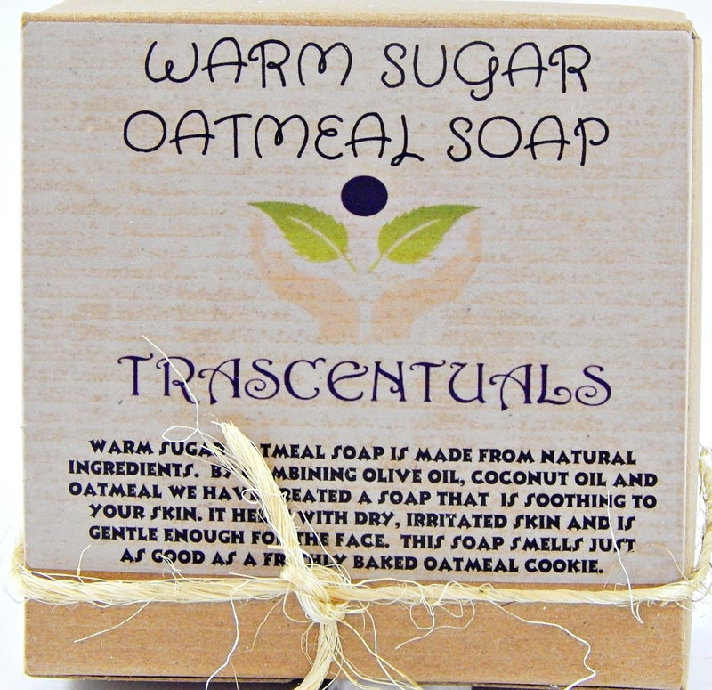 Trascentuals Oatmeal Soap Naturally Moisturizing and Soothing to Skin Safe on Face or Body Helps with Eczema and Dry Skin For Women Men and Teens Chemical Free Warm Sugar Oatmeal - Image 2