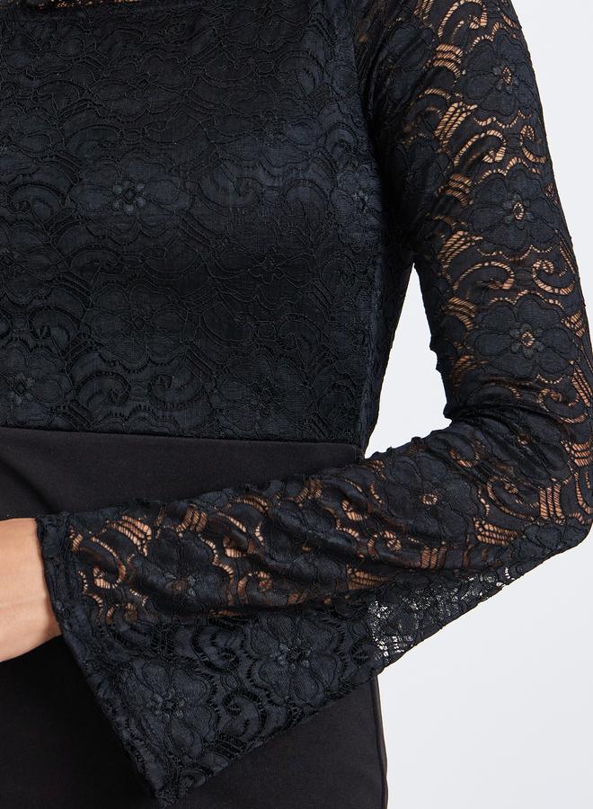 Styli Women Black Lace Off Shoulder Maxi Dress - Image 4